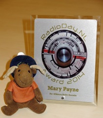 Moosie with Mary's 'Offshore Radio Anoraks' Audie for the Radio London website