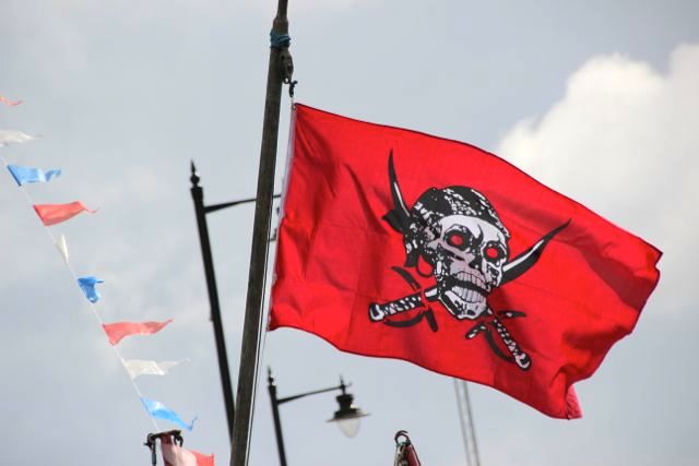 Flying the flag - provided by pirate Alan 'Neddy' Turner